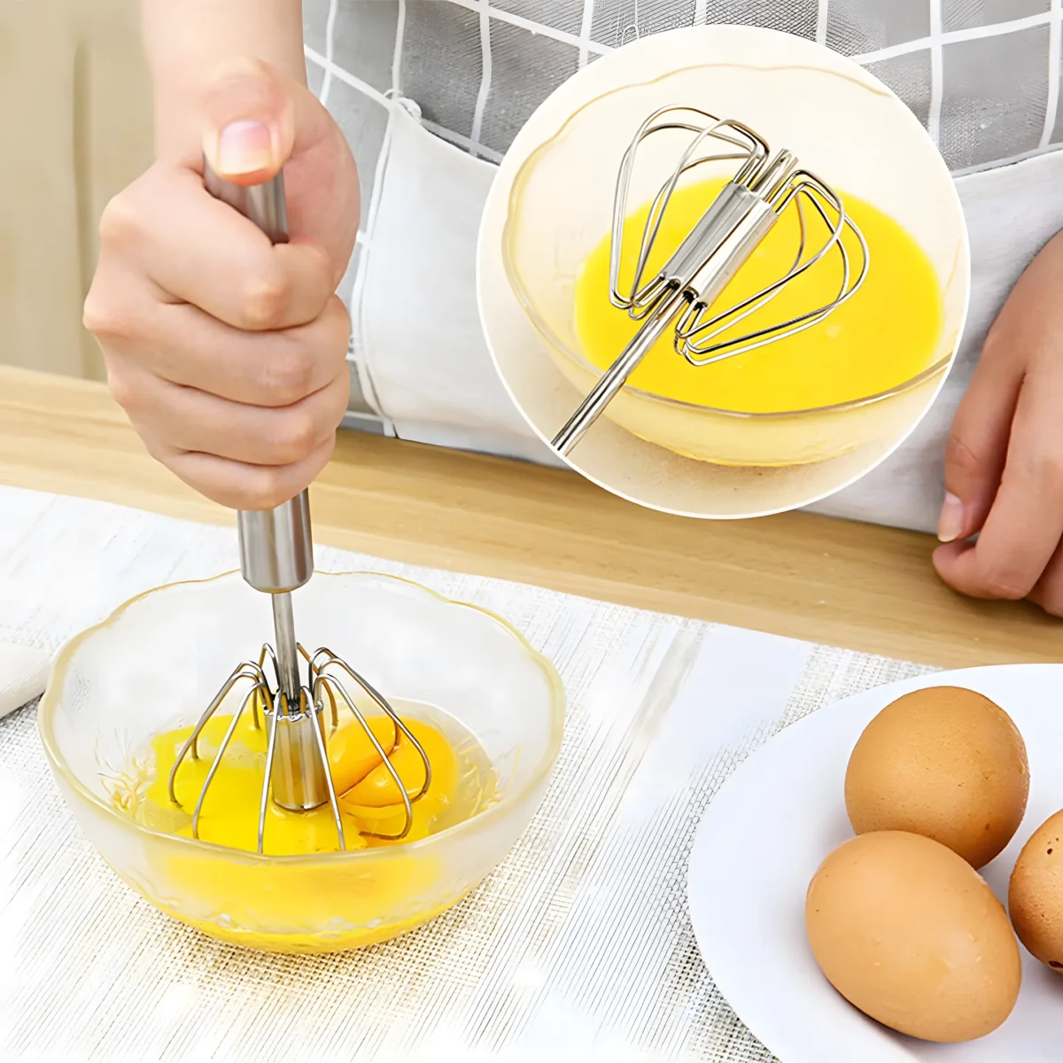 Manually Operated Stainless Steel Egg Beater for Kitchen Mixing and Whisking 5